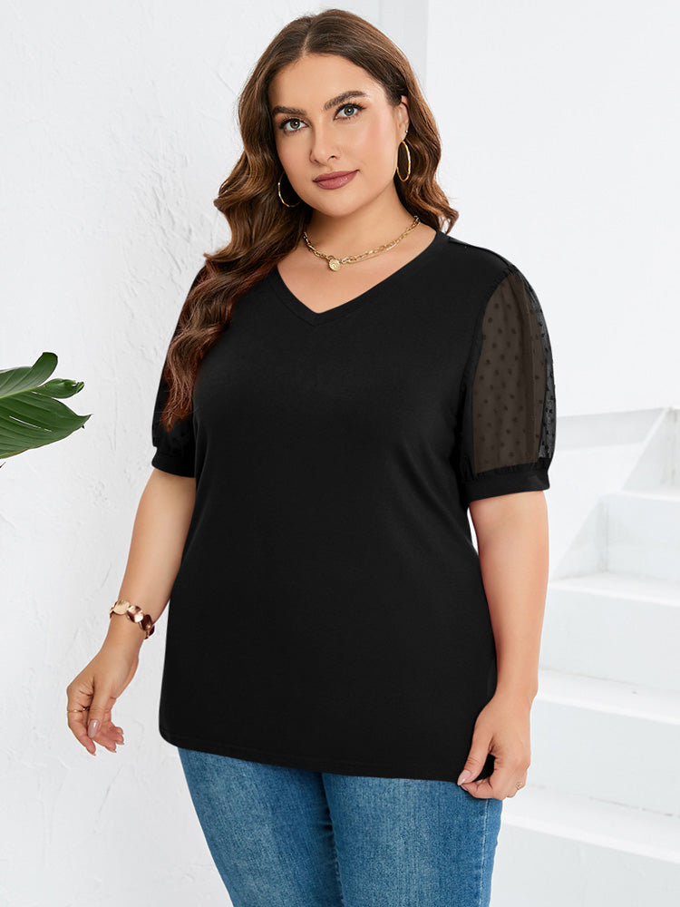 Priscilla | Women's Puff Sleeve V-Neck Blouse-Metro Lane Plaza