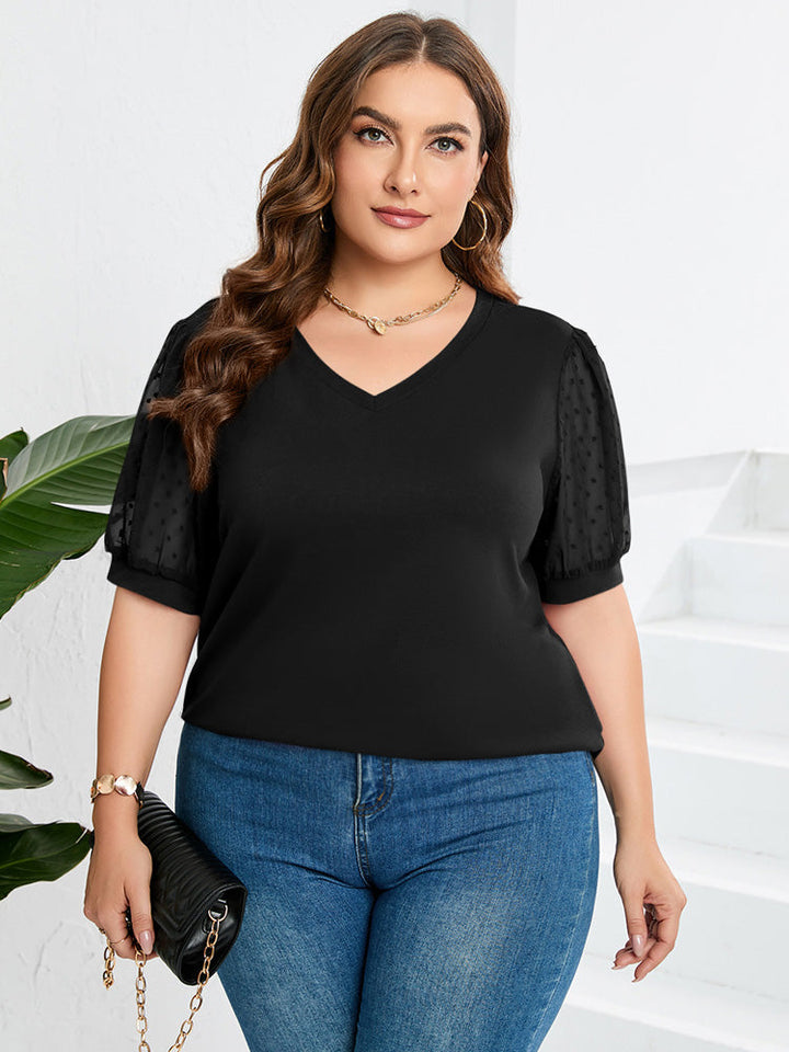 Priscilla | Women's Puff Sleeve V-Neck Blouse-Metro Lane Plaza