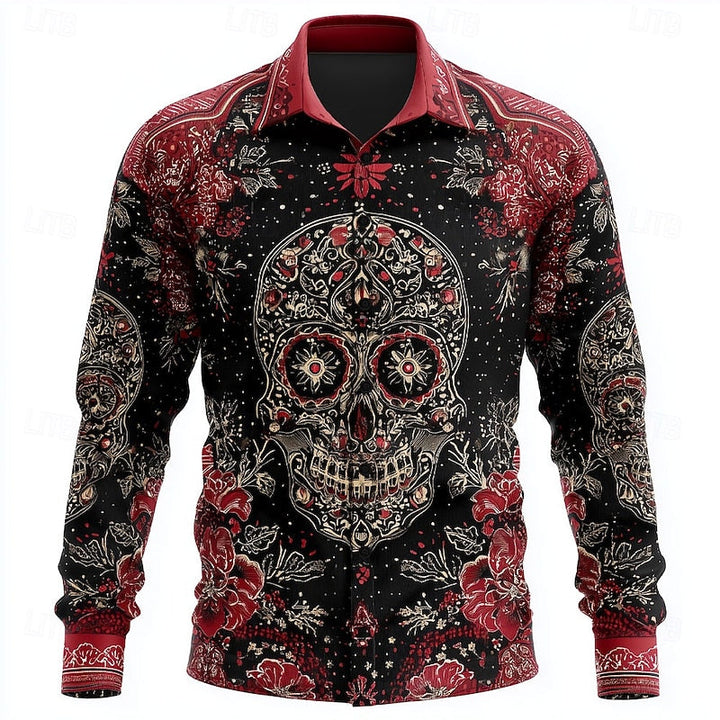 Overhemd met knopen en Halloween-schedel voor een griezelige stijl