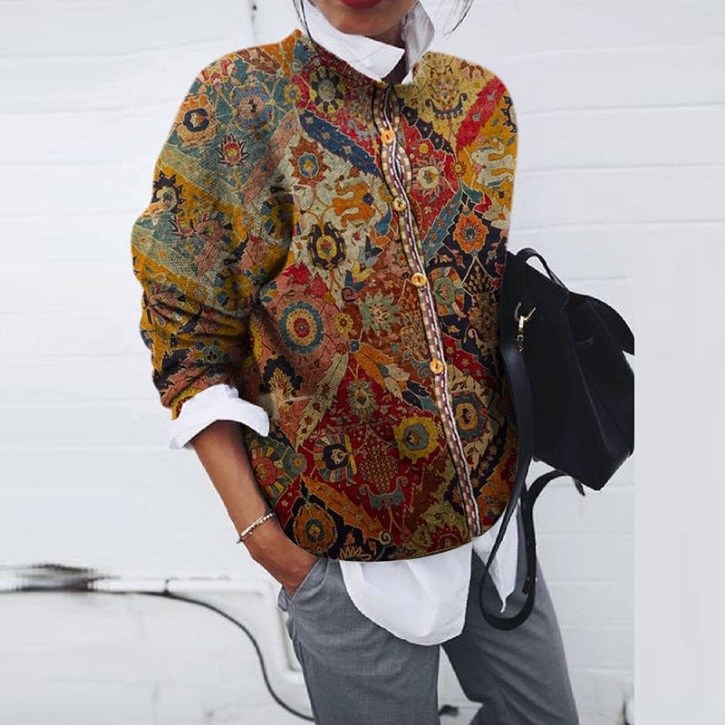 Women's Ornamental Tapestry Zip Sweater