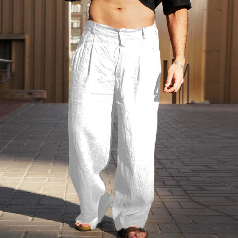 Randall | Men's Pleated Wide-Leg Trousers-Metro Lane Plaza