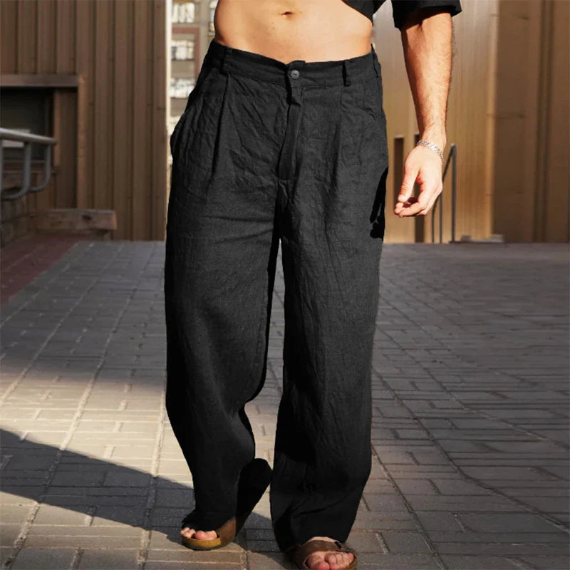 Randall | Men's Pleated Wide-Leg Trousers-Metro Lane Plaza