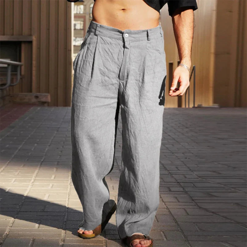 Randall | Men's Pleated Wide-Leg Trousers-Metro Lane Plaza