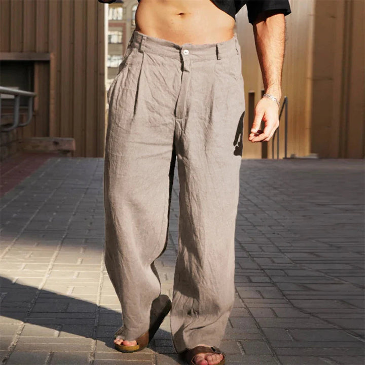 Randall | Men's Pleated Wide-Leg Trousers-Metro Lane Plaza