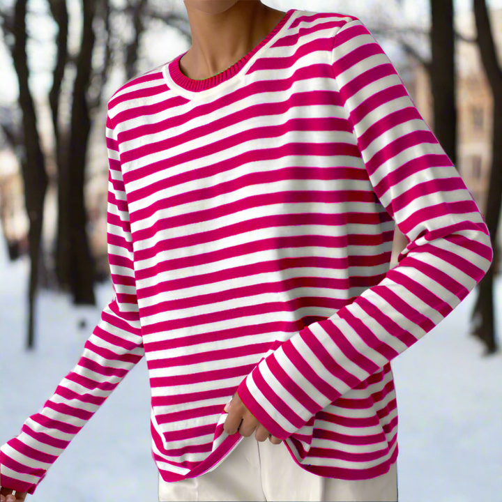 Reagan | Women's Striped Long Sleeve Tee-Metro Lane Plaza