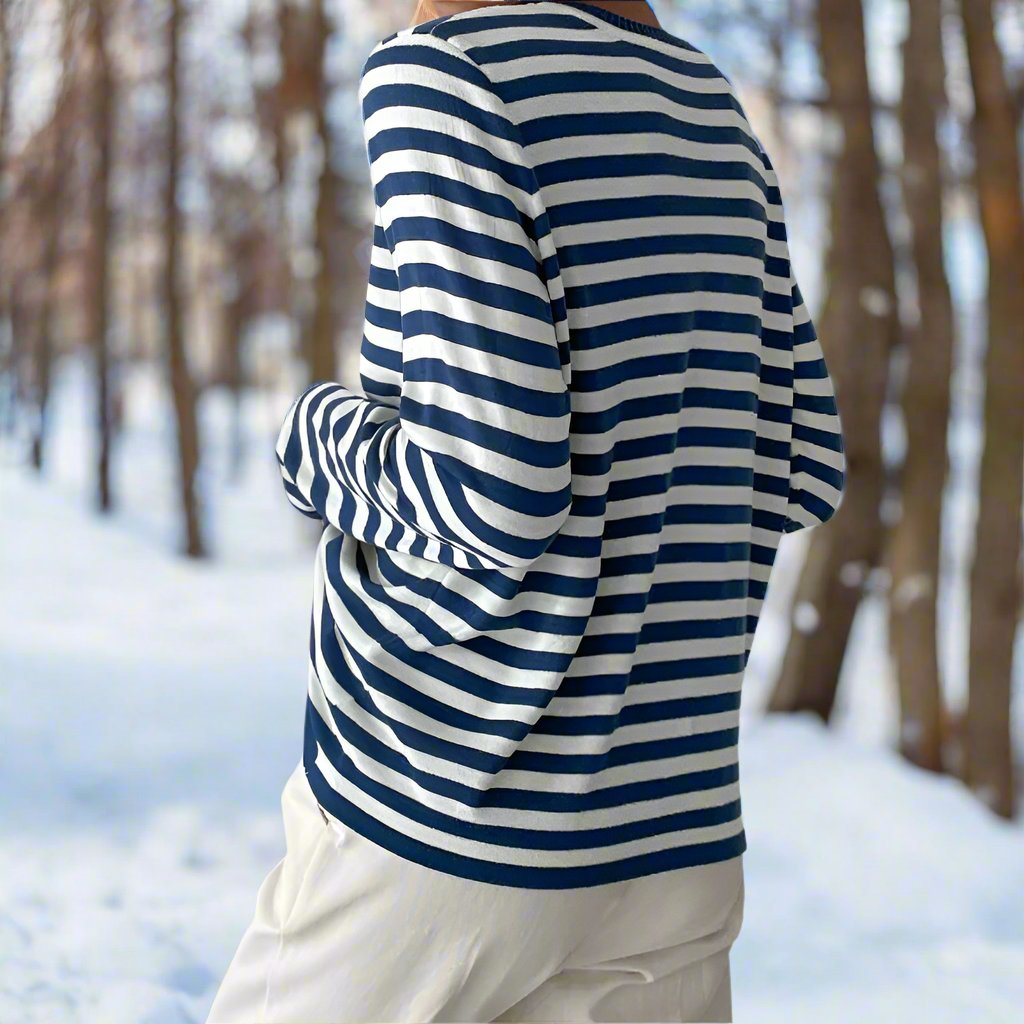 Reagan | Women's Striped Long Sleeve Tee-Metro Lane Plaza