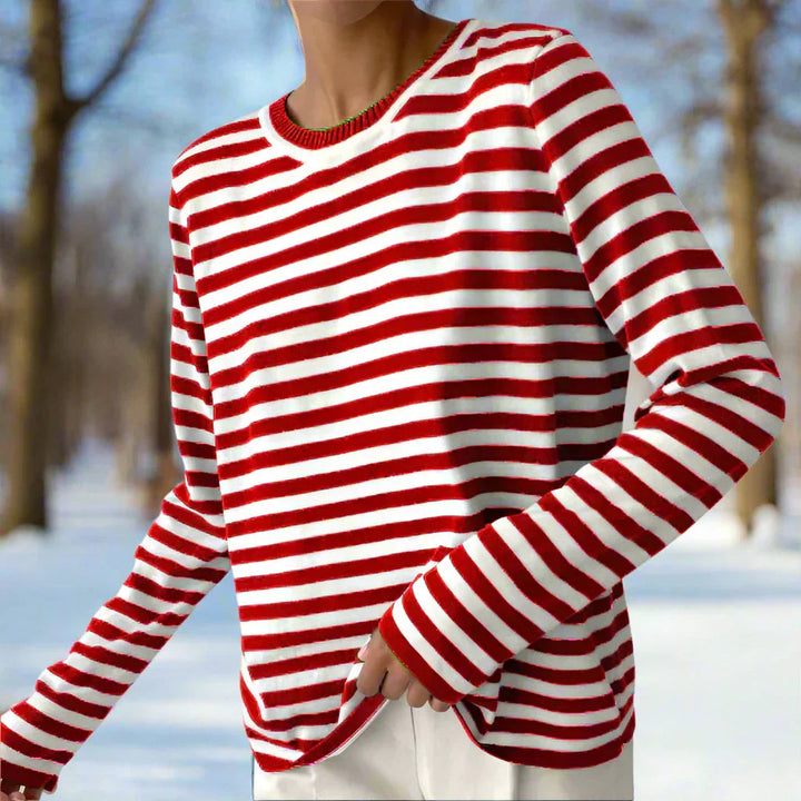 Reagan | Women's Striped Long Sleeve Tee-Metro Lane Plaza
