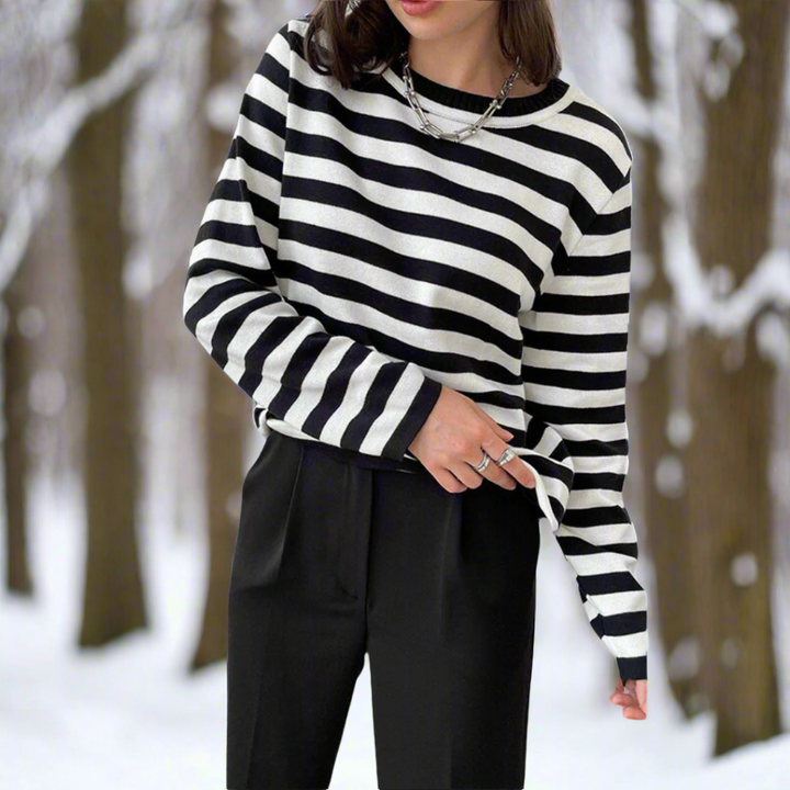 Reagan | Women's Striped Long Sleeve Tee-Metro Lane Plaza