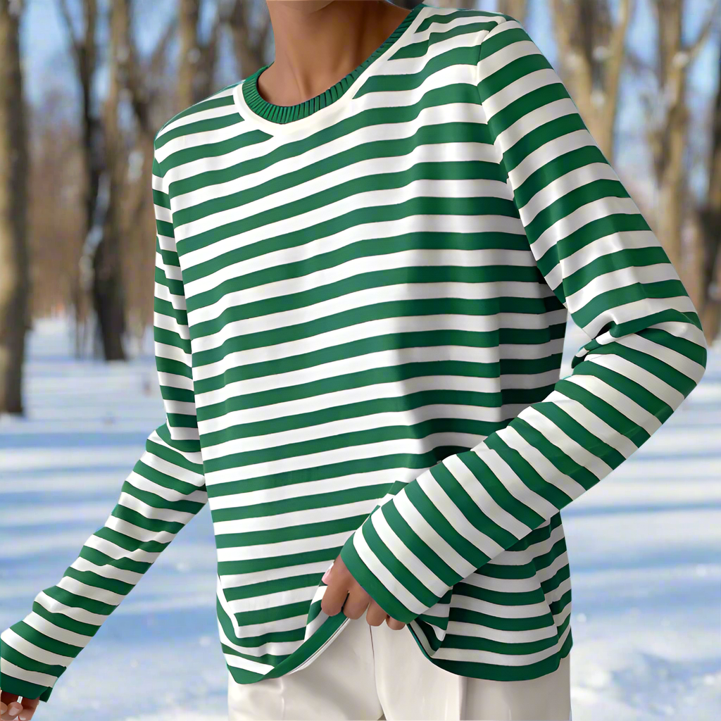 Reagan | Women's Striped Long Sleeve Tee-Metro Lane Plaza
