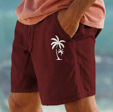 Men's Summer Shorts with Palm Embroidery