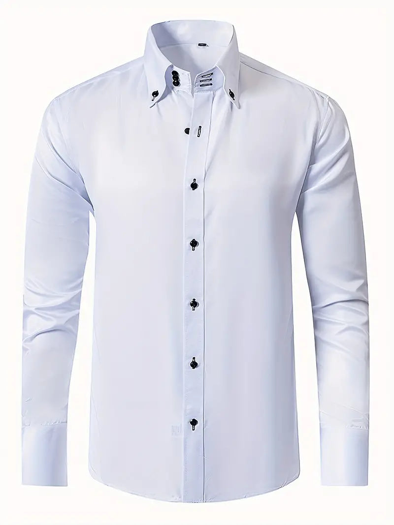 Men's Slim Fit Button-Down Shirt-Metro Lane Plaza