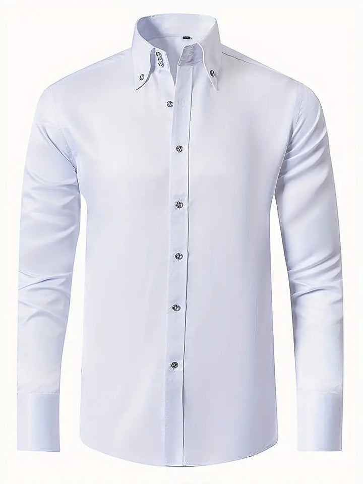 Men's Slim Fit Button-Down Shirt-Metro Lane Plaza