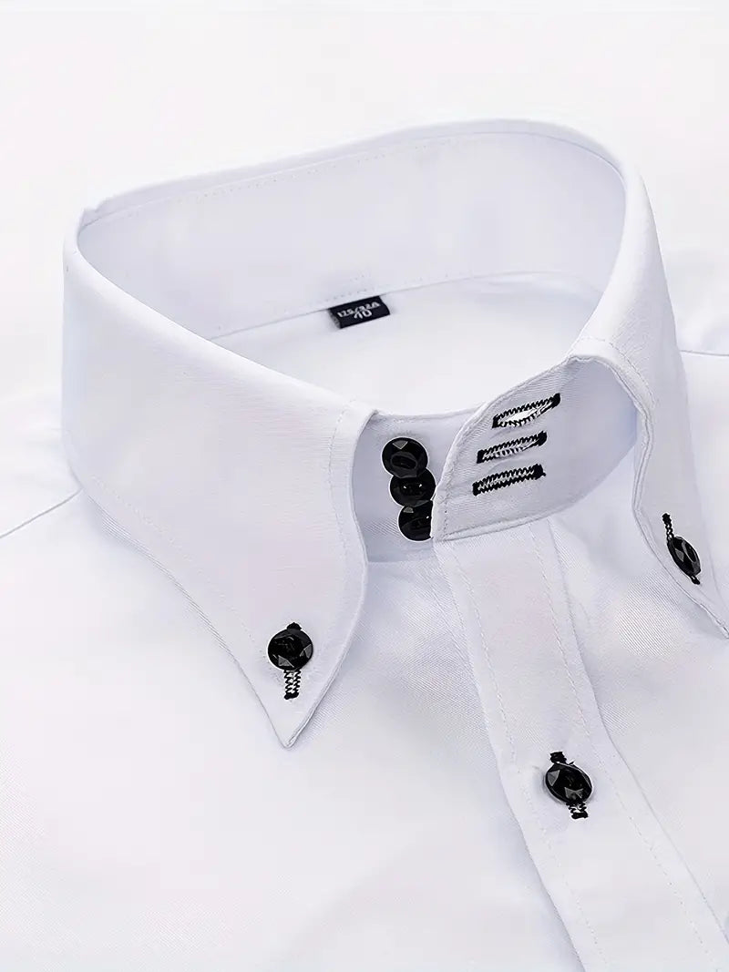 Men's Slim Fit Button-Down Shirt-Metro Lane Plaza