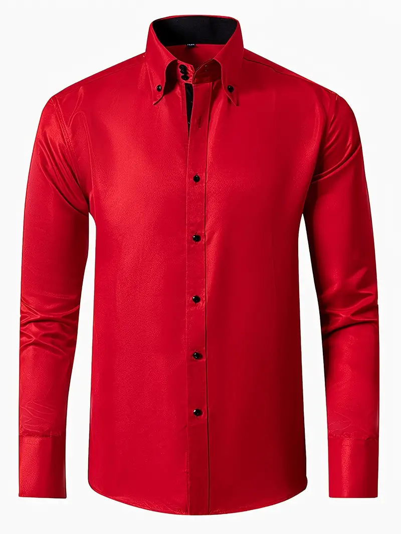 Men's Slim Fit Button-Down Shirt-Metro Lane Plaza
