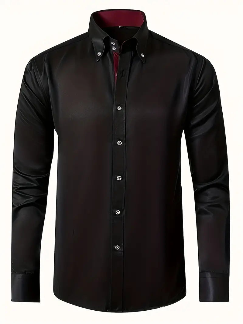 Men's Slim Fit Button-Down Shirt-Metro Lane Plaza