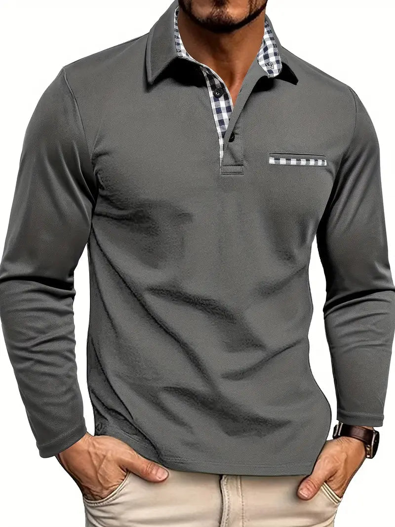 Reese | Men's Casual Long Sleeve Polo Shirt-Metro Lane Plaza