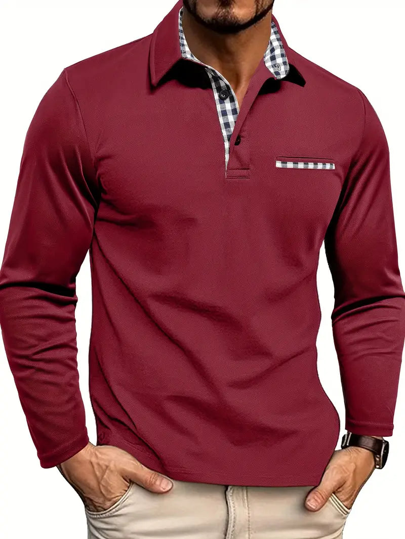 Reese | Men's Casual Long Sleeve Polo Shirt-Metro Lane Plaza