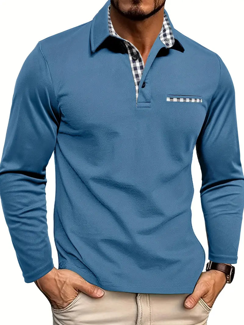 Reese | Men's Casual Long Sleeve Polo Shirt-Metro Lane Plaza