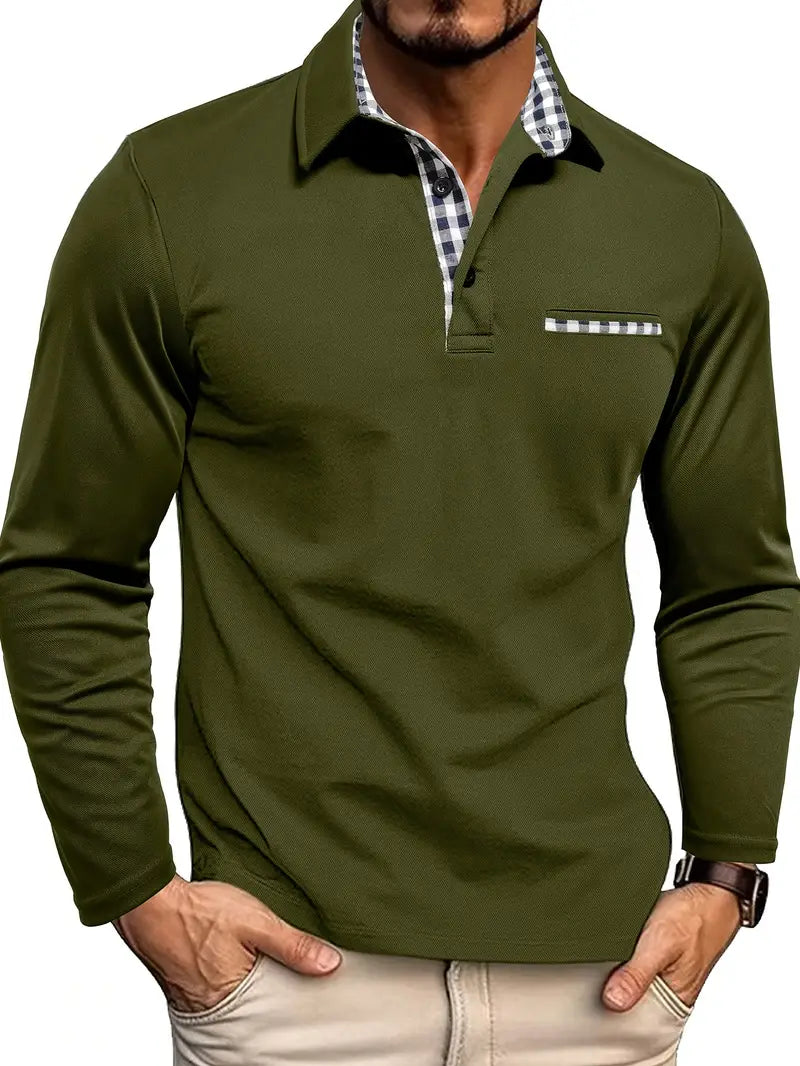 Reese | Men's Casual Long Sleeve Polo Shirt-Metro Lane Plaza