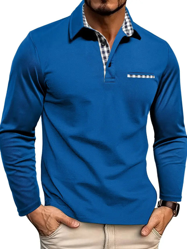 Reese | Men's Casual Long Sleeve Polo Shirt-Metro Lane Plaza