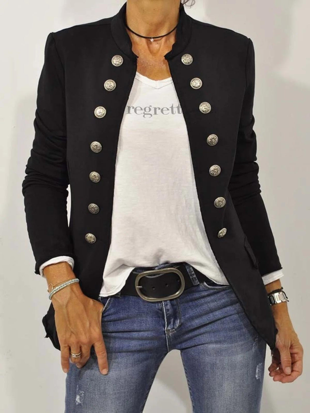 Reese | Women's Military Style Button Front Blouse-Metro Lane Plaza