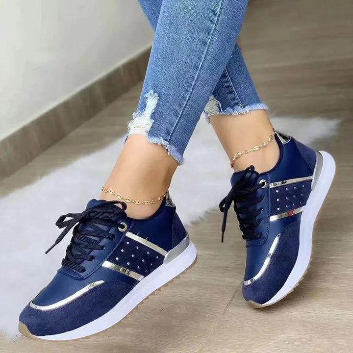 Sophia | Women's Easy Fit Lightweight Flat Sneakers with Arch Support-Metro Lane Plaza