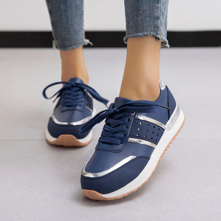 Sophia | Women's Easy Fit Lightweight Flat Sneakers with Arch Support-Metro Lane Plaza