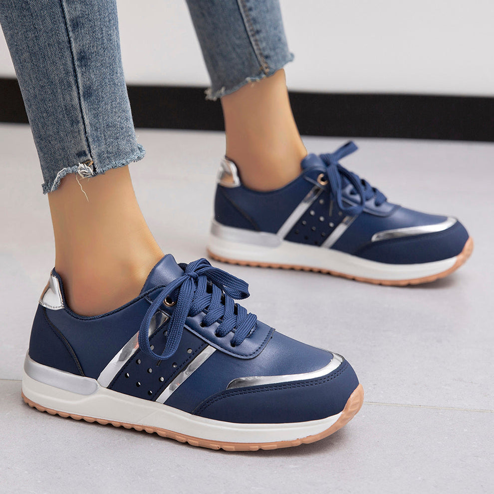 Sophia | Women's Easy Fit Lightweight Flat Sneakers with Arch Support-Metro Lane Plaza
