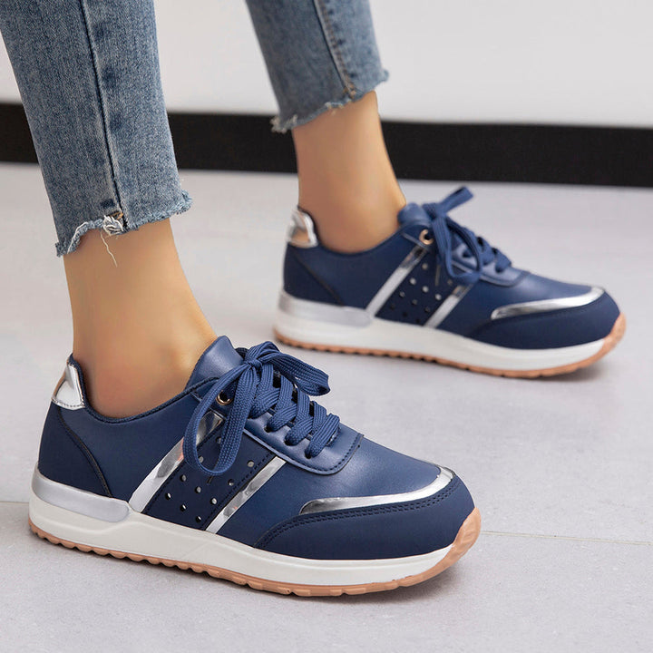 Sophia | Women's Easy Fit Lightweight Flat Sneakers with Arch Support-Metro Lane Plaza
