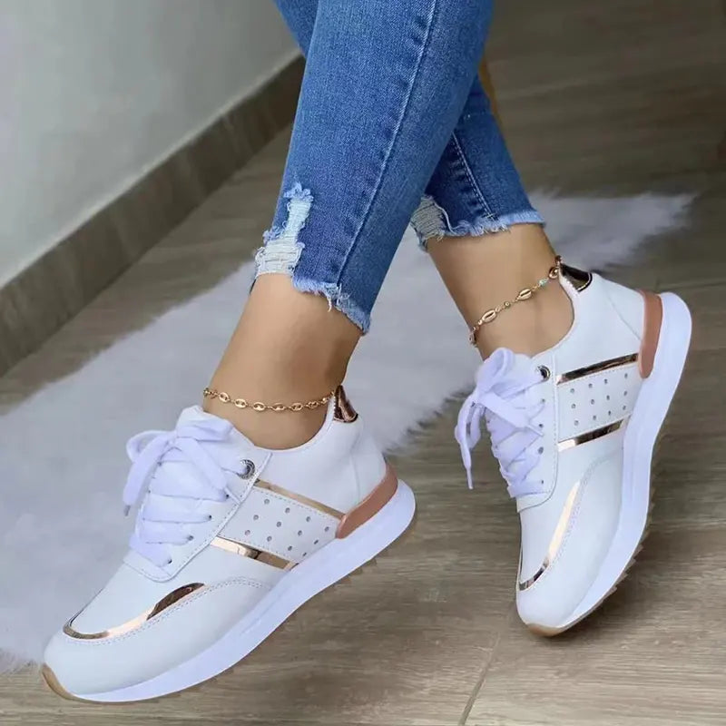 Sophia | Women's Easy Fit Lightweight Flat Sneakers with Arch Support-Metro Lane Plaza