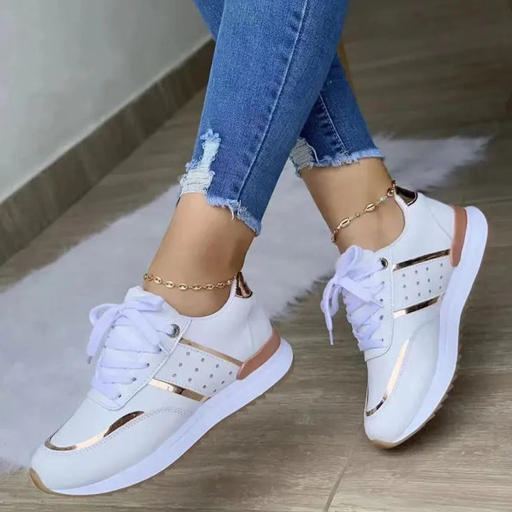 Sophia | Women's Easy Fit Lightweight Flat Sneakers with Arch Support-Metro Lane Plaza