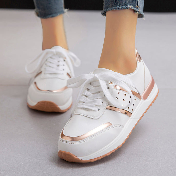 Sophia | Women's Easy Fit Lightweight Flat Sneakers with Arch Support-Metro Lane Plaza