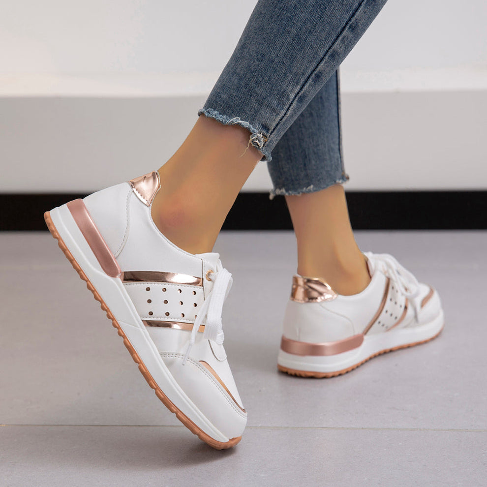 Sophia | Women's Easy Fit Lightweight Flat Sneakers with Arch Support-Metro Lane Plaza