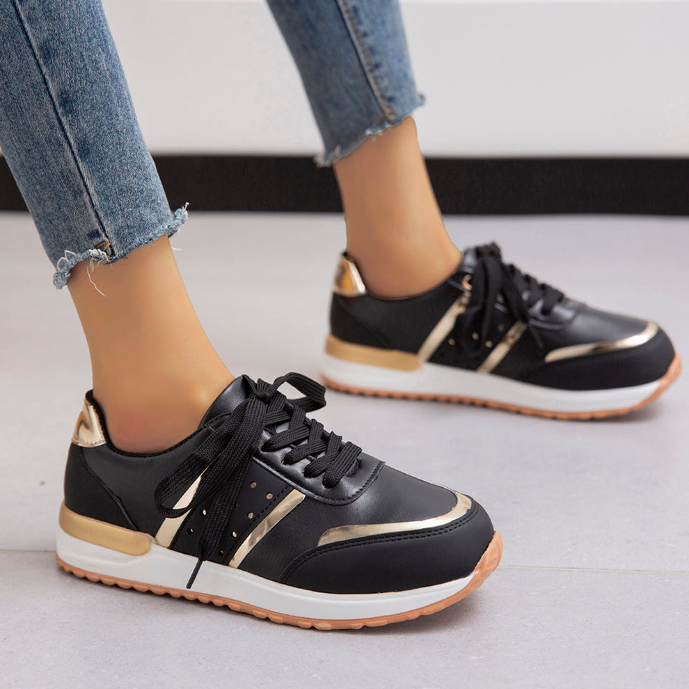 Sophia | Women's Easy Fit Lightweight Flat Sneakers with Arch Support-Metro Lane Plaza