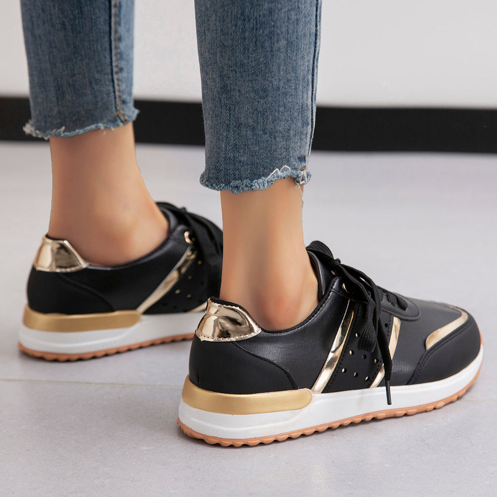 Sophia | Women's Easy Fit Lightweight Flat Sneakers with Arch Support-Metro Lane Plaza