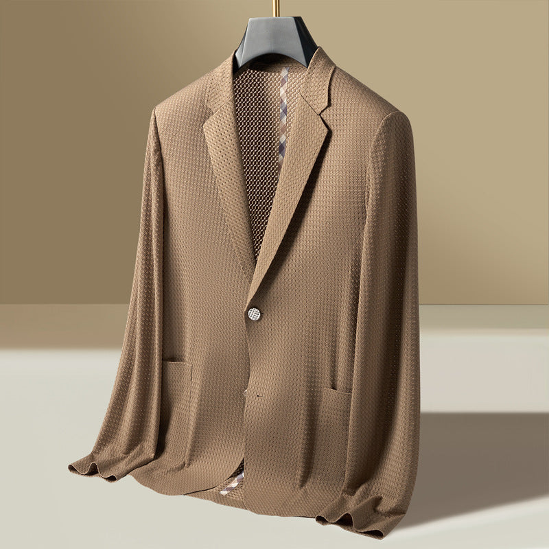 Men's Textured Lightweight Single-Breasted Blazer