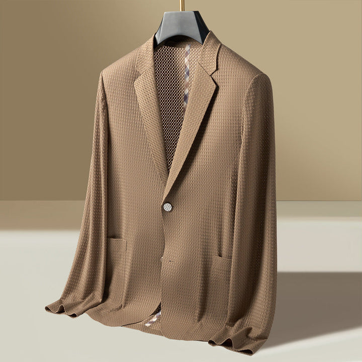 Men's Textured Lightweight Single-Breasted Blazer