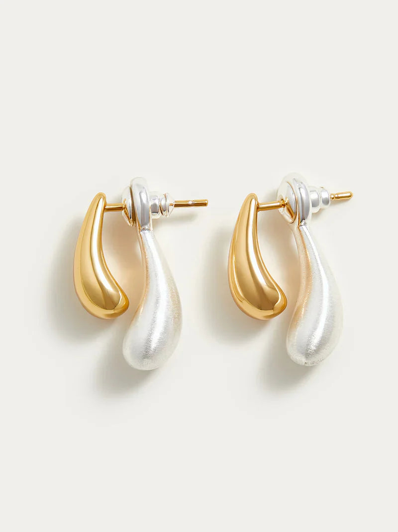 Rina | Women's Two-Colored Water Drop Earrings-Metro Lane Plaza