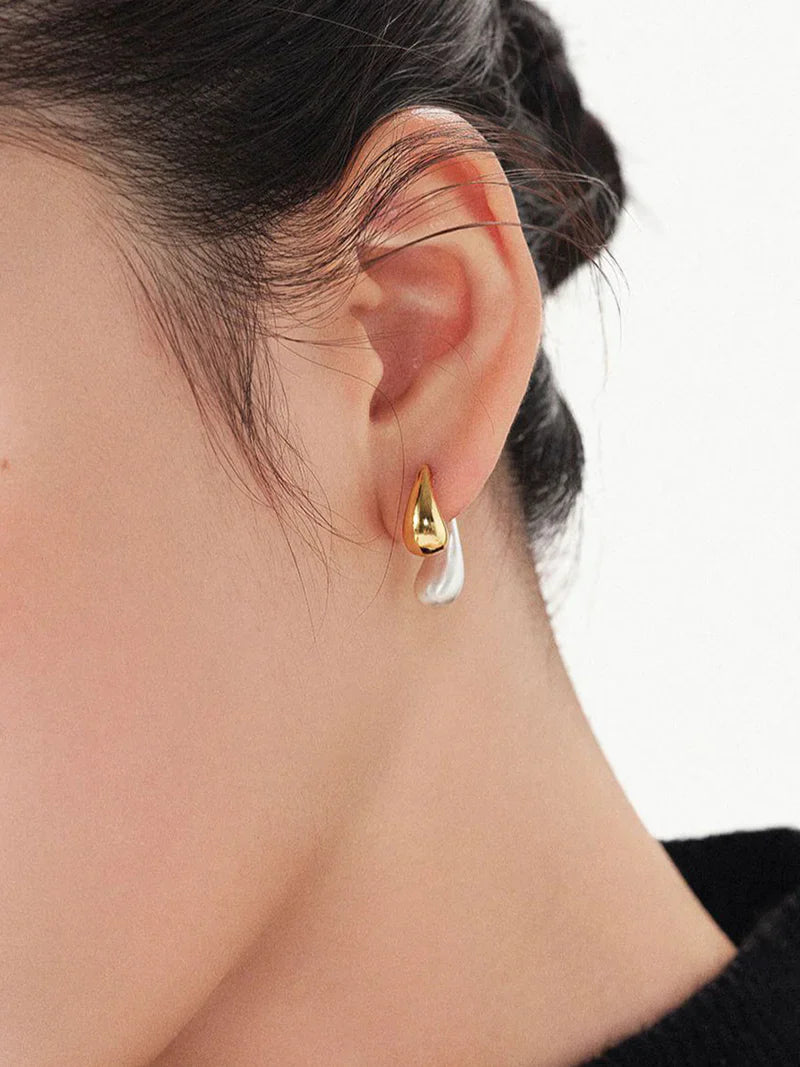 Rina | Women's Two-Colored Water Drop Earrings-Metro Lane Plaza