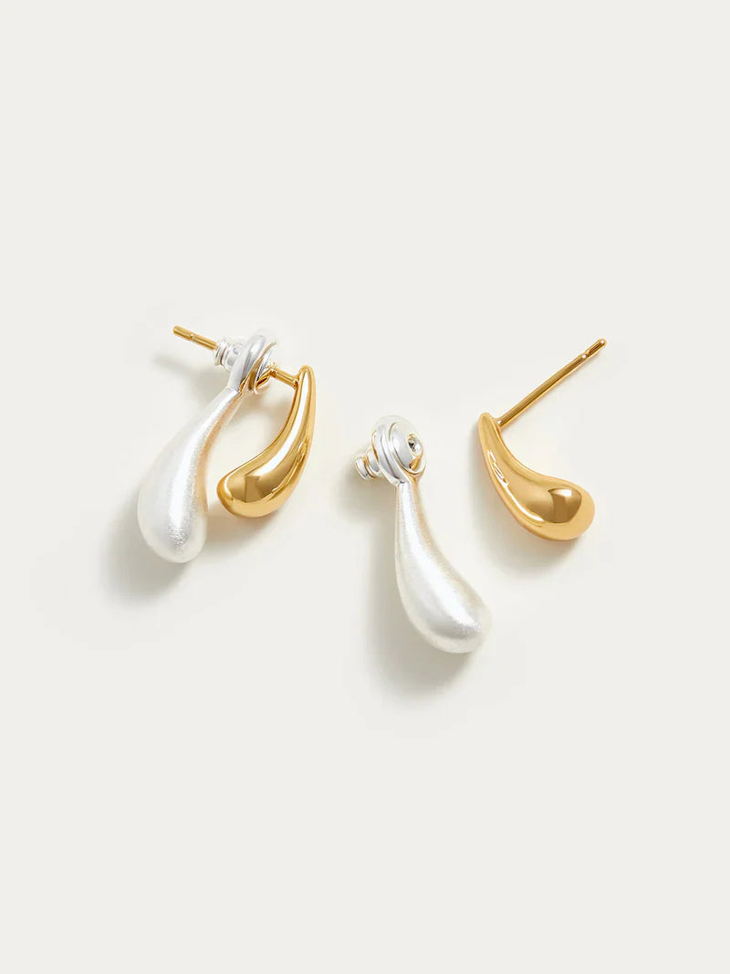Rina | Women's Two-Colored Water Drop Earrings-Metro Lane Plaza