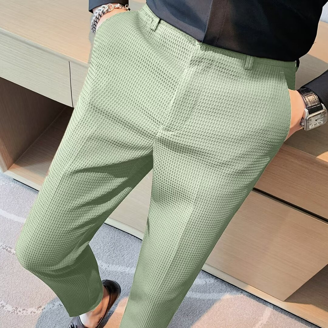 Rory | Men's Slim Fit Textured Dress Trousers-Metro Lane Plaza