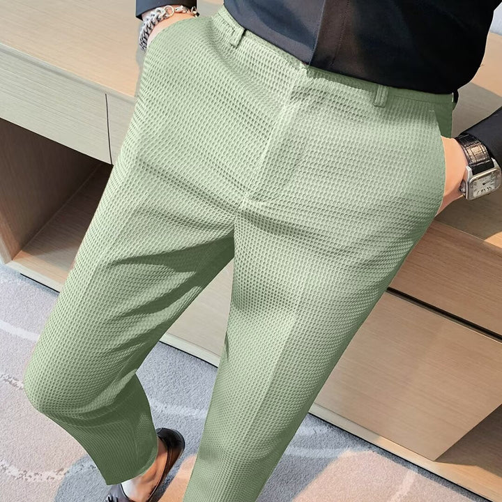Rory | Men's Slim Fit Textured Dress Trousers-Metro Lane Plaza