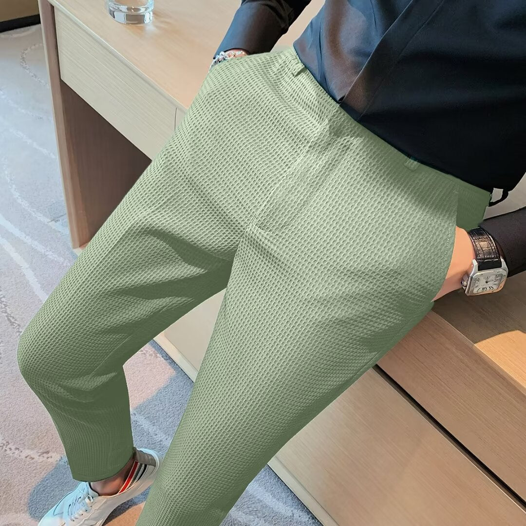 Rory | Men's Slim Fit Textured Dress Trousers-Metro Lane Plaza