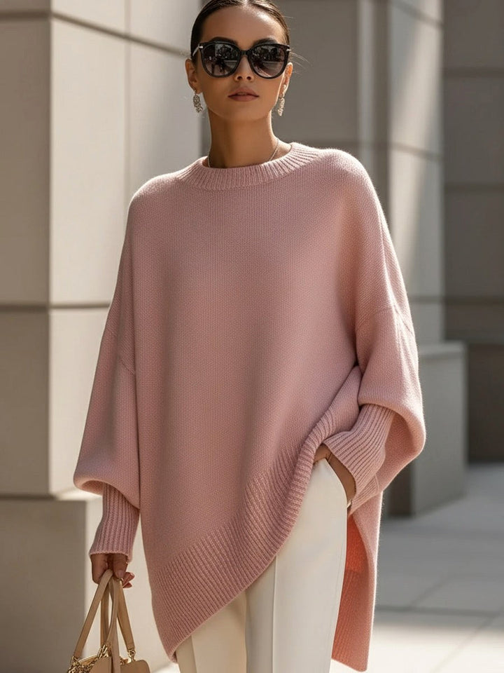 Oversized striktrøje til kvinder, blødt, draperet design