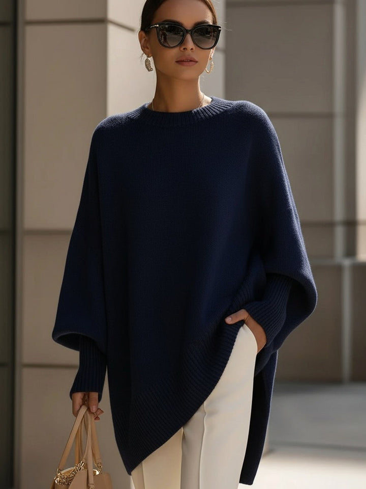 Oversized striktrøje til kvinder, blødt, draperet design