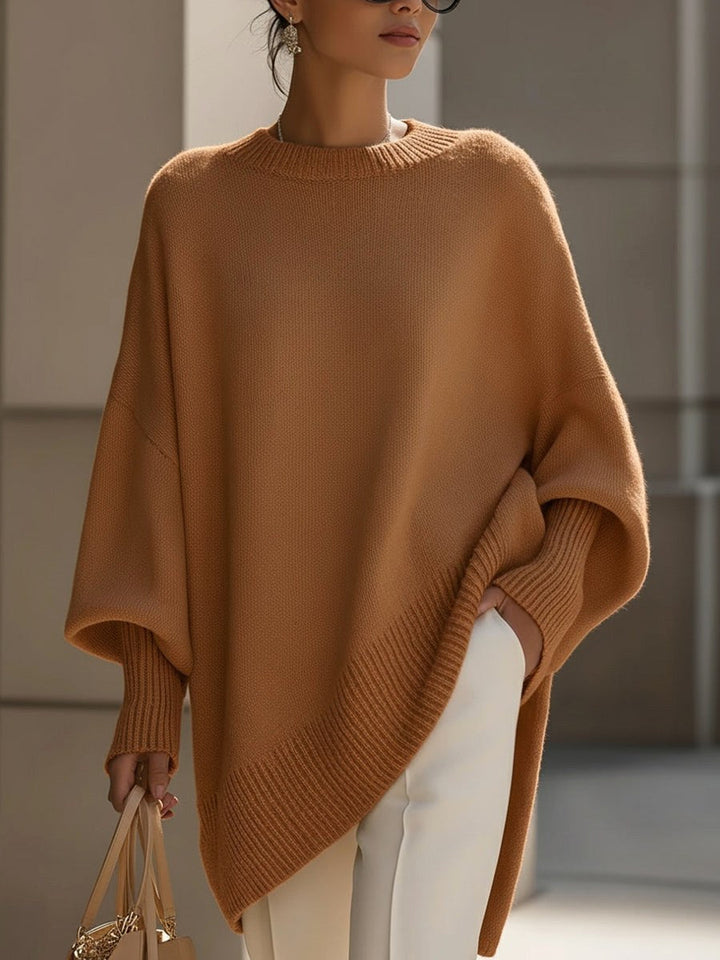 Oversized striktrøje til kvinder, blødt, draperet design