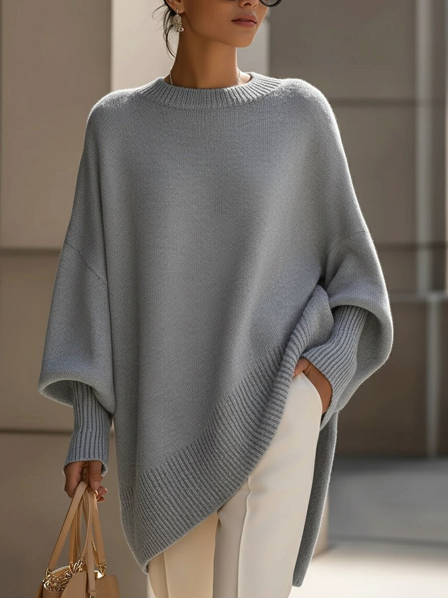 Oversized striktrøje til kvinder, blødt, draperet design