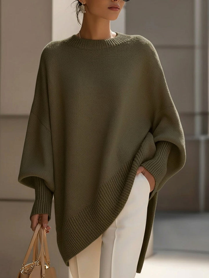 Oversized striktrøje til kvinder, blødt, draperet design