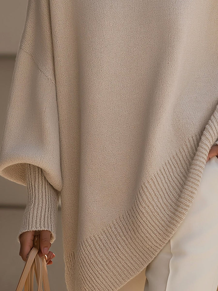 Oversized striktrøje til kvinder, blødt, draperet design
