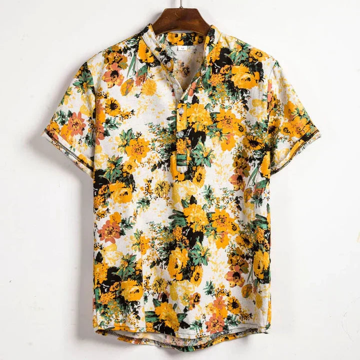 Men's Floral Short Sleeve Shirt | Stylish Summer Attire-Metro Lane Plaza